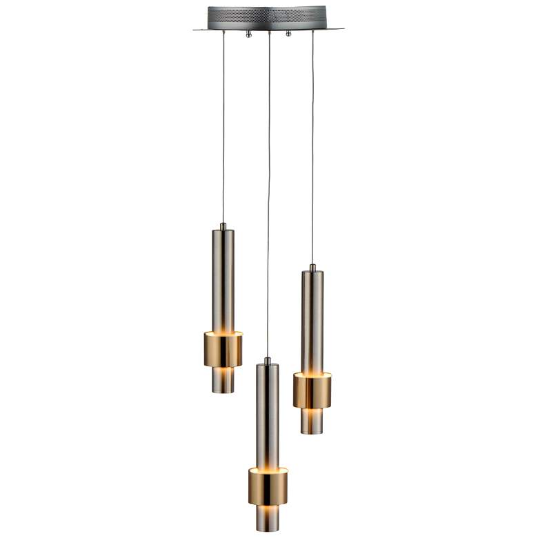 Image 2 Reveal 11"W Satin Nickel and Brass LED Multi-Light Pendant more views