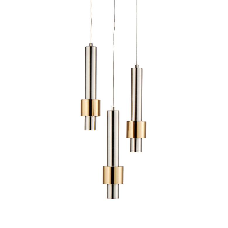 Image 3 Reveal 11"W Satin Nickel and Brass LED Multi-Light Pendant more views