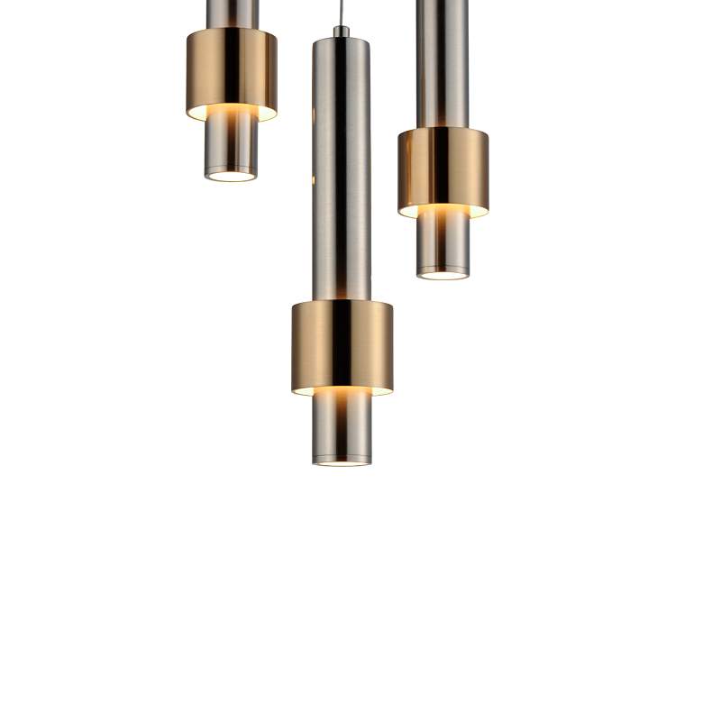 Image 4 Reveal 11"W Satin Nickel and Brass LED Multi-Light Pendant more views