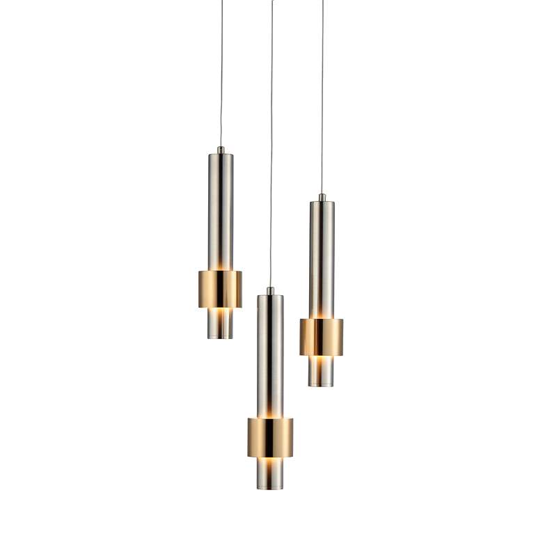 Image 6 Reveal 11"W Satin Nickel and Brass LED Multi-Light Pendant more views