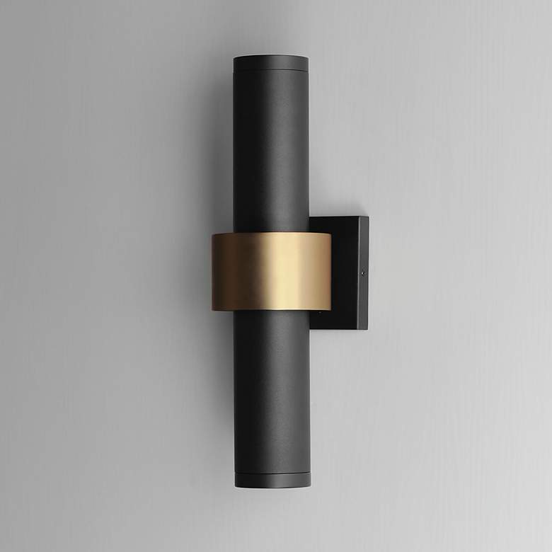 Image 4 Reveal Large LED Outdoor Wall Sconce Black / Gold more views