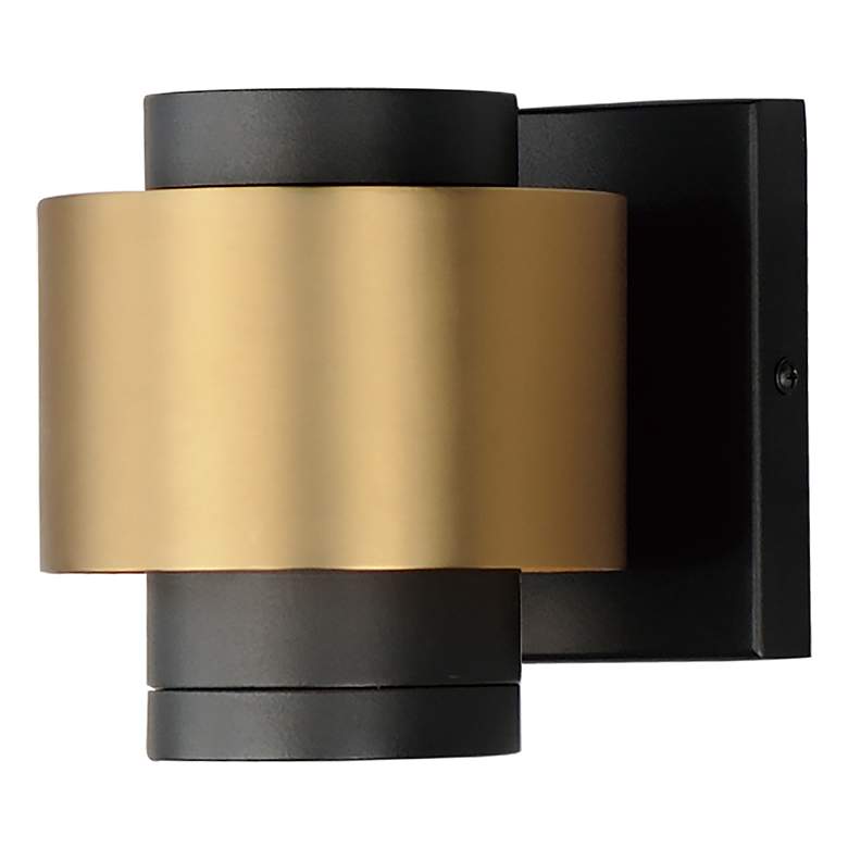 Image 1 Reveal Small LED Outdoor Wall Sconce Black / Gold