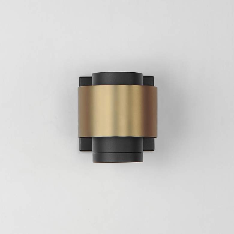 Image 2 Reveal Small LED Outdoor Wall Sconce Black / Gold more views