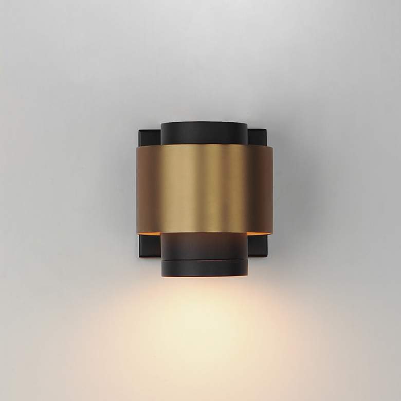 Image 3 Reveal Small LED Outdoor Wall Sconce Black / Gold more views