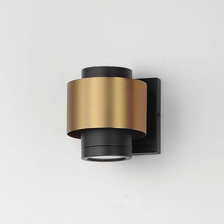 Image 4 Reveal Small LED Outdoor Wall Sconce Black / Gold more views