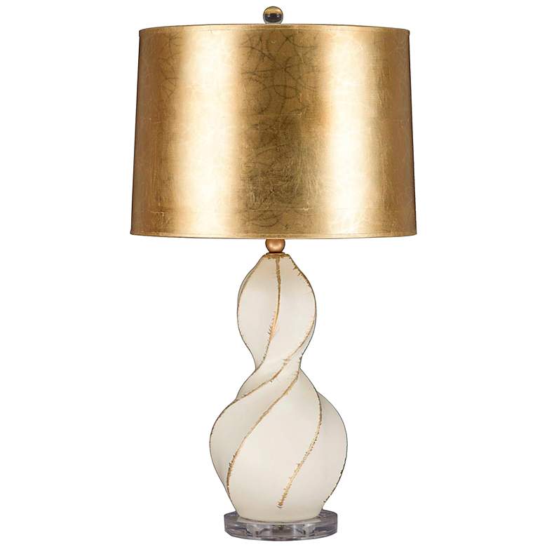 Image 2 Revelation 32" Ivory Ceramic Twist Table Lamp with Gold Shade