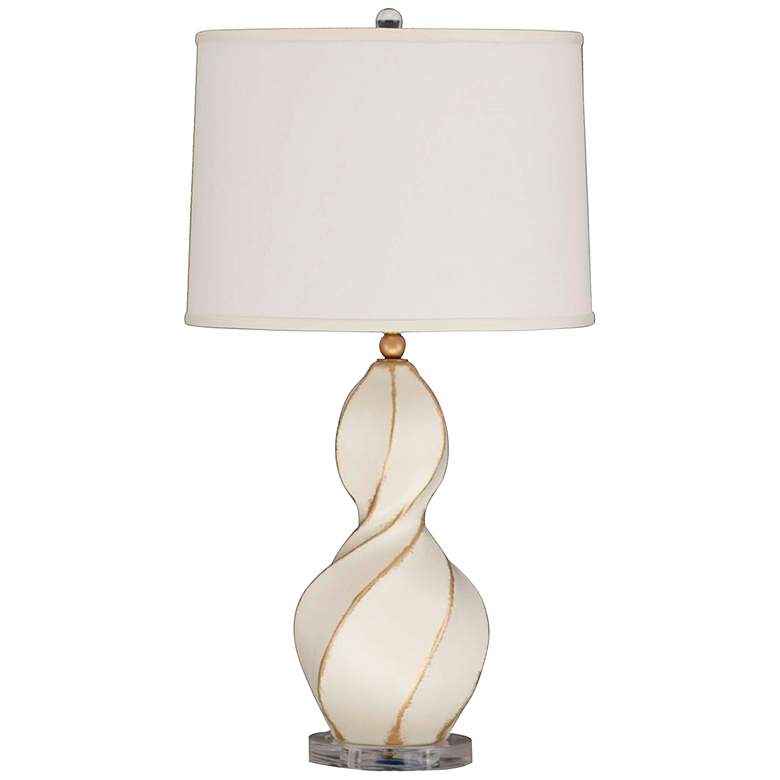 Image 2 Revelation Ivory 32 inch Cream Shade Ceramic Twist Table Lamp