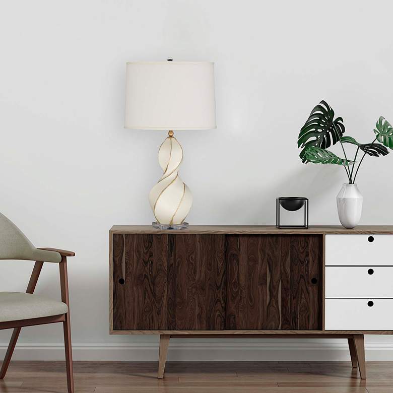Image 5 Revelation Ivory 32" Cream Shade Ceramic Twist Table Lamp more views