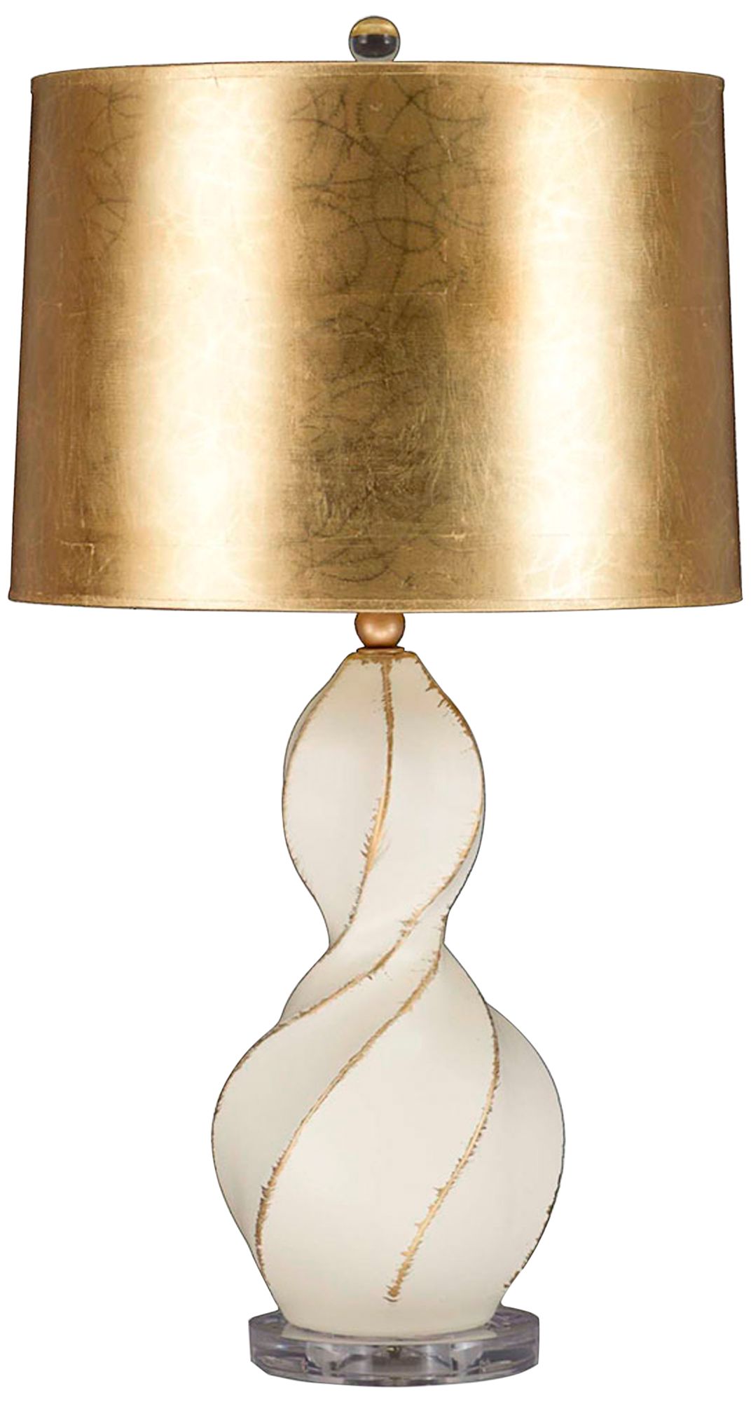 Revelation Ivory Ceramic Twist Table Lamp with Gold Shade 666M3