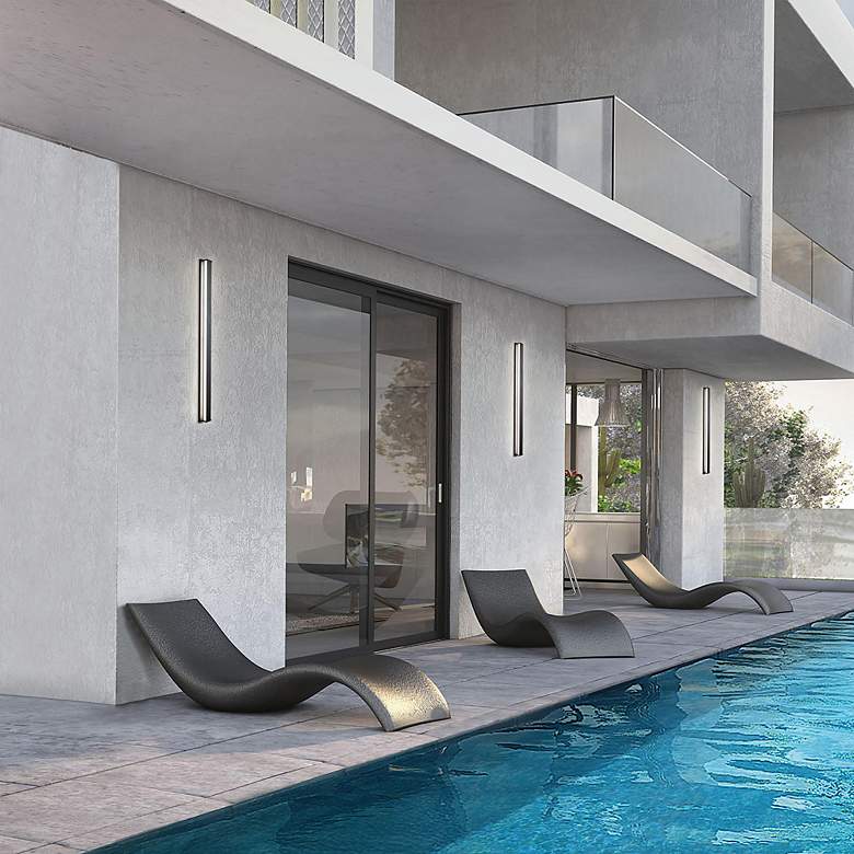 Image 6 Revels 48"H x 5"W 2-Light Outdoor Wall Light in Black more views