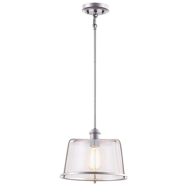 Image 1 Revere 12 inch 1-Light Pendant - Brushed Nickel - Seeded Glass Shade