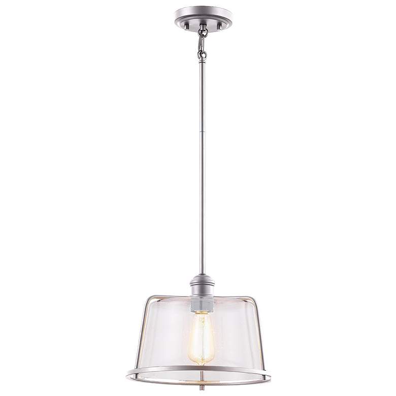 Image 1 Revere 12" 1-Light Pendant - Brushed Nickel - Seeded Glass Shade