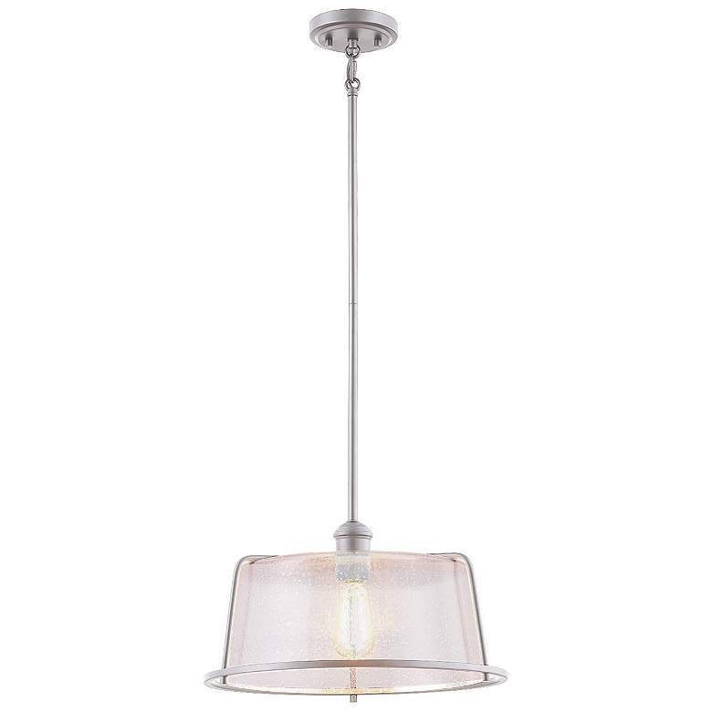 Image 1 Revere 16 inch 1-Light Pendant - Brushed Nickel - Seeded Glass Shade