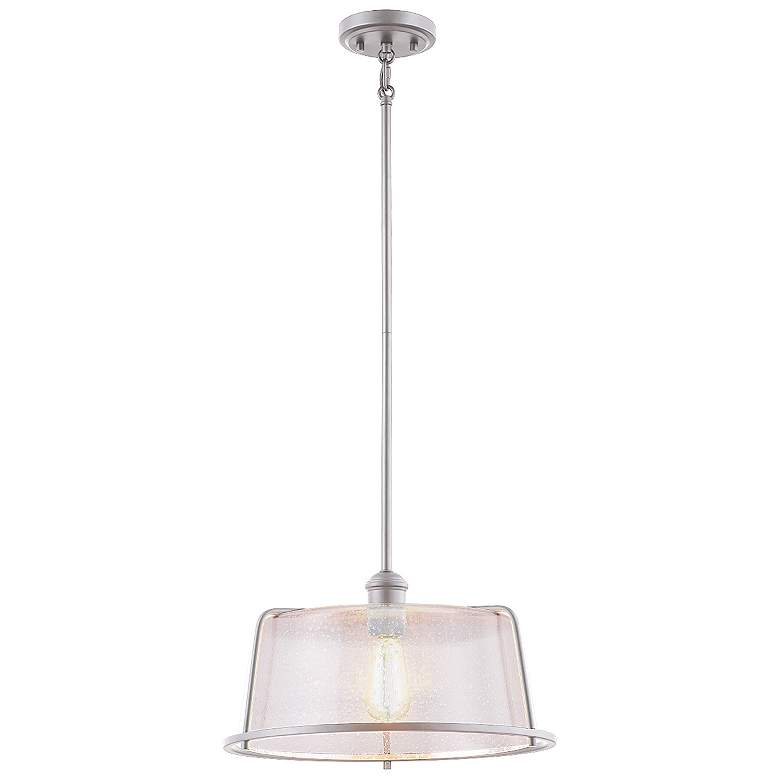 Image 1 Revere 16" 1-Light Pendant - Brushed Nickel - Seeded Glass Shade