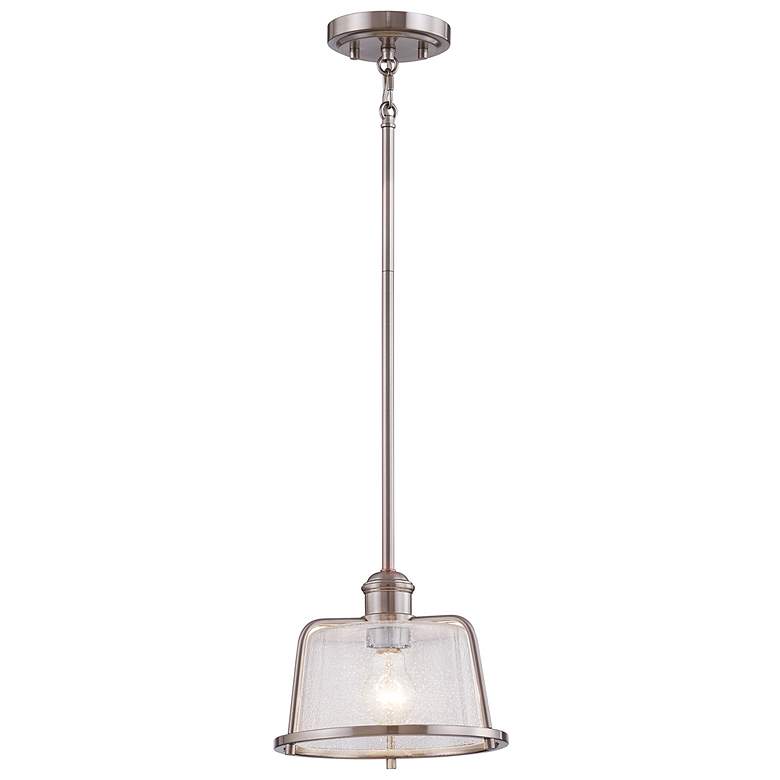 Image 1 Revere 9 inch 1-Light Pendant - Brushed Nickel - Seeded Glass Shade