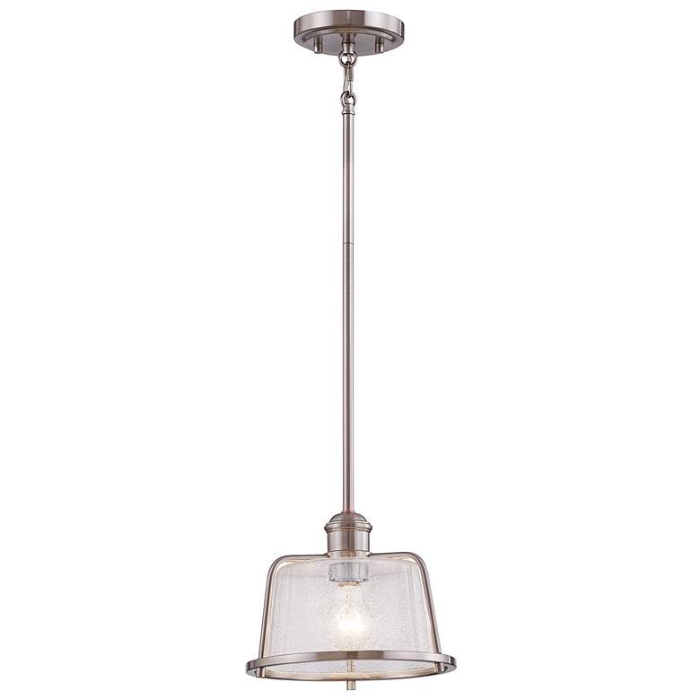 Image 1 Revere 9" 1-Light Pendant - Brushed Nickel - Seeded Glass Shade