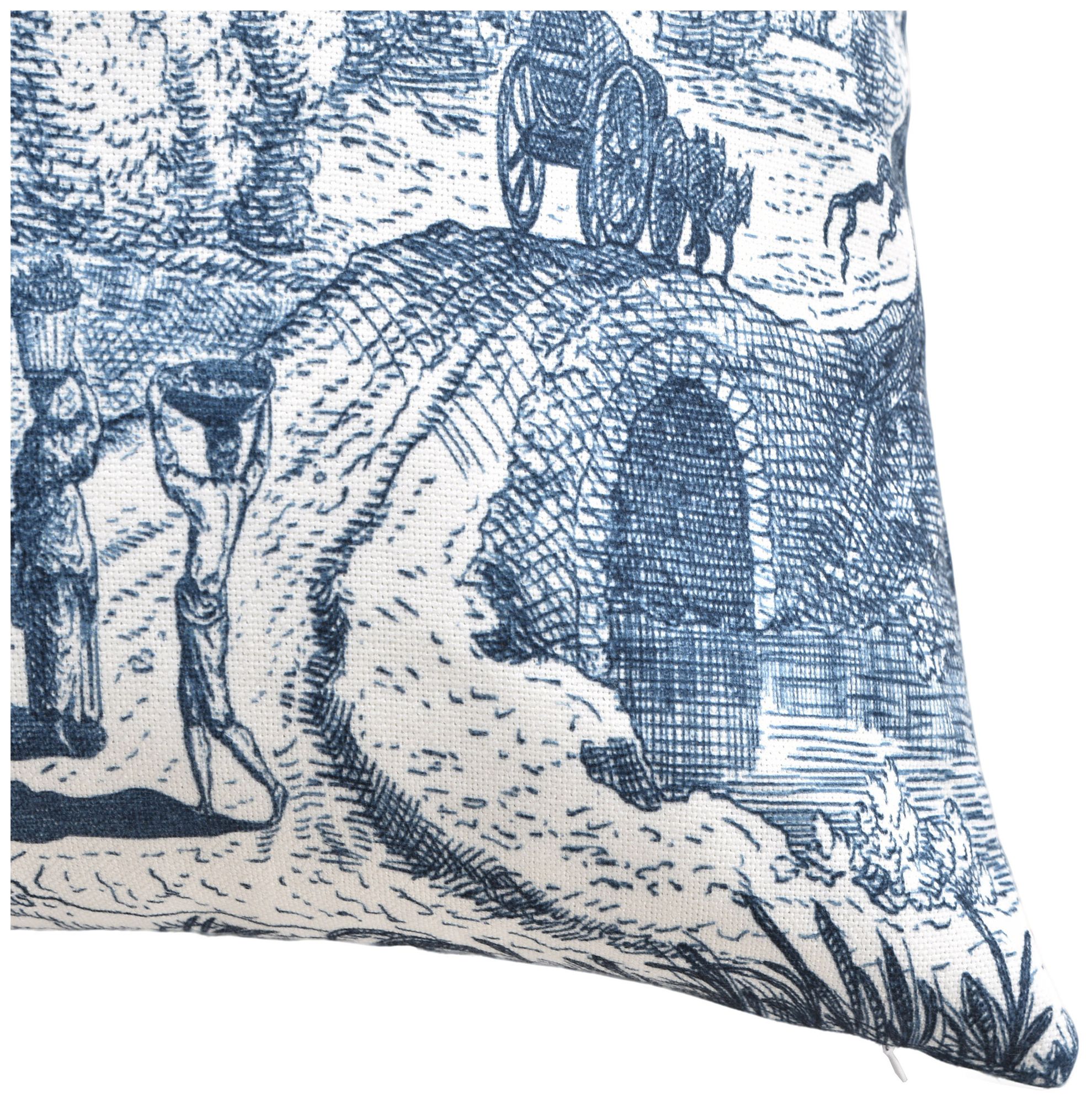 Image 4 Reverie Toile 24" x 24" Indigo, Ivory Pillow more views