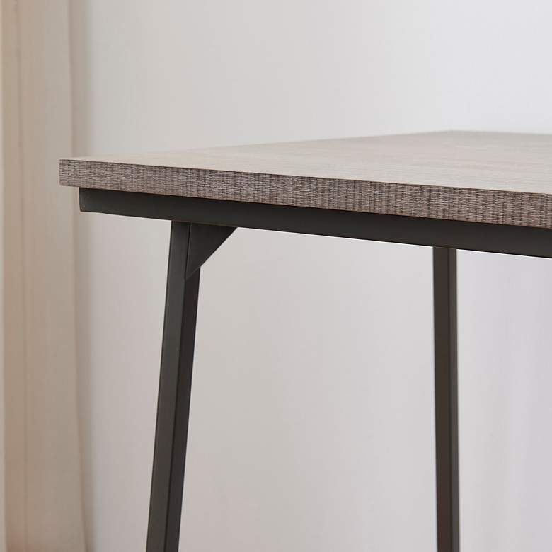 Image 4 Reversible 48" Wide Roughsawn Oak Gunmetal Tier Shelf Desk more views