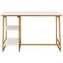 Reversible 48" Wide White Herringbone Gold Tier Shelf Desk