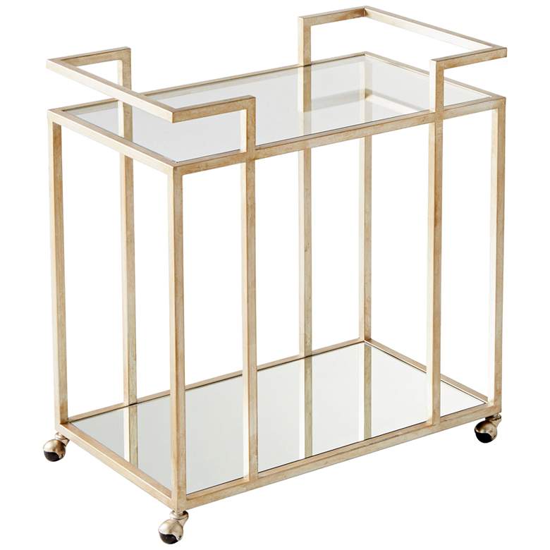 Image 1 Revival 31 1/2" Wide Antique Silver and Glass Bar Cart
