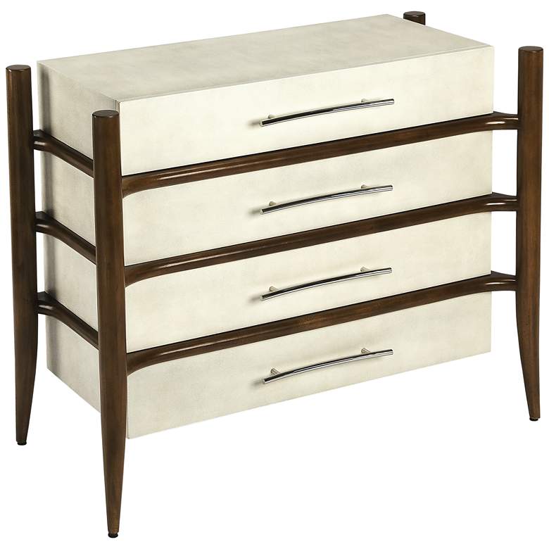Image 1 Revo 40 inch Wide 4-Drawer White Leather Modern Console Chest