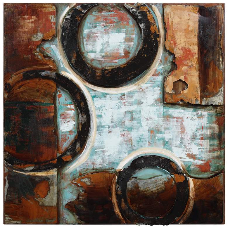 Image 1 Revolutions 2" Mixed Media Iron Hand Painted Dimensional Wall Art