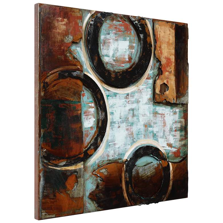 Image 2 Revolutions 2" Mixed Media Iron Hand Painted Dimensional Wall Art more views