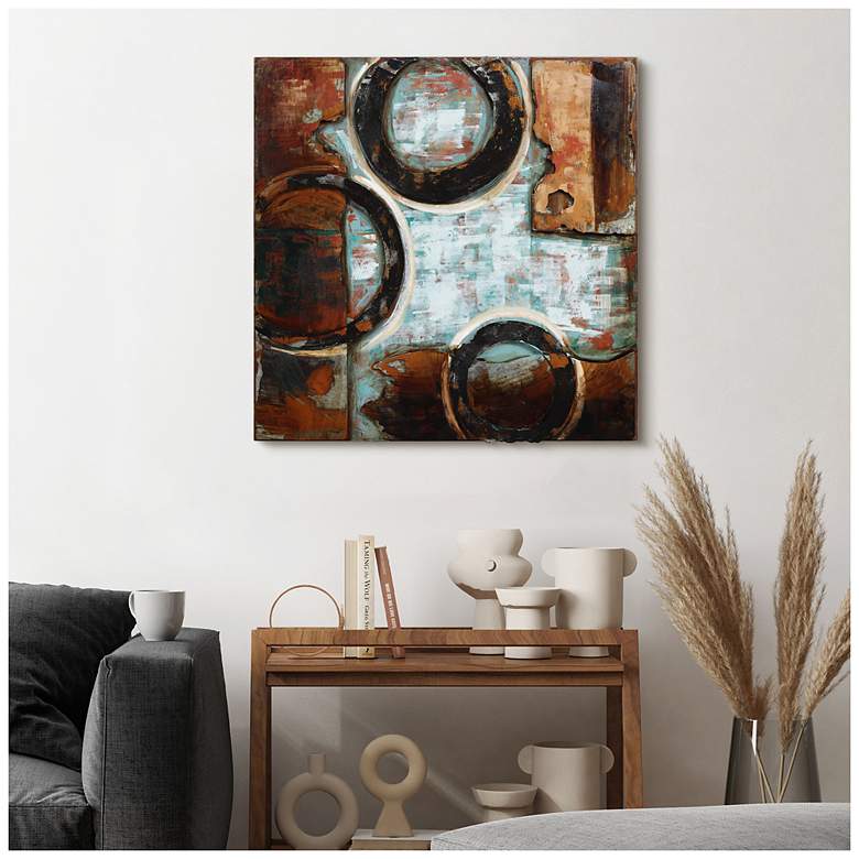 Image 3 Revolutions 2" Mixed Media Iron Hand Painted Dimensional Wall Art more views