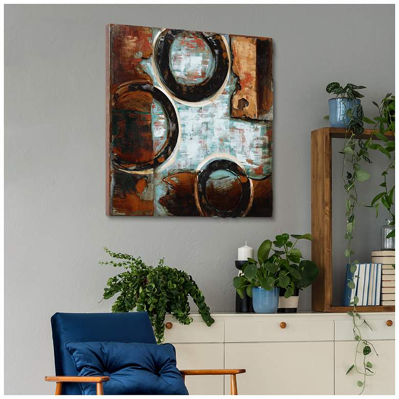 Image 4 Revolutions 2" Mixed Media Iron Hand Painted Dimensional Wall Art more views