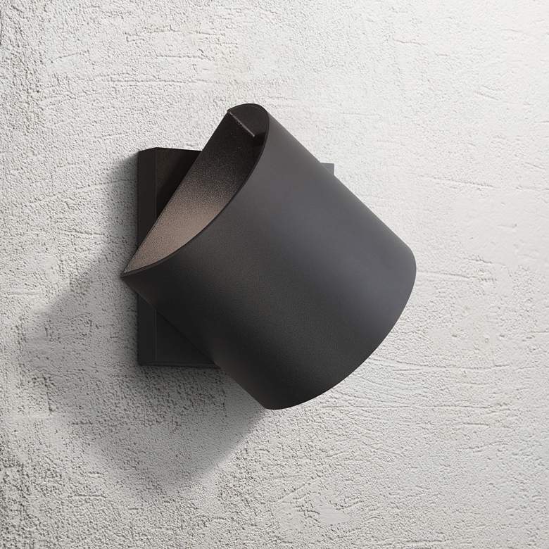 Image 1 Revolve 4 3/4" High Sand Black LED Outdoor Wall Sconce