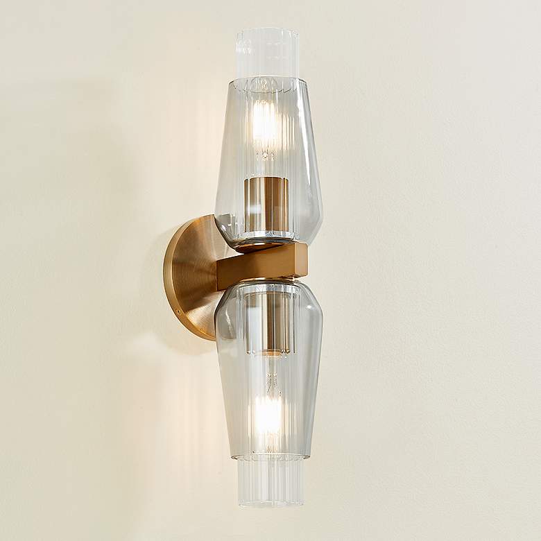 Image 1 Rex 17 3/4" High Patina Brass 2-Light Wall Sconce