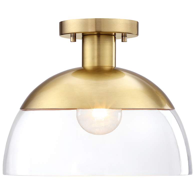 Image 1 Rey 13 in. 1-Light Brushed Gold Modern Semi Flush Mount