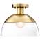 Rey 13 in. 1-Light Brushed Gold Modern Semi Flush Mount