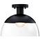 Rey 13 in. 1-Light Matte Black Modern Semi Flush Mount