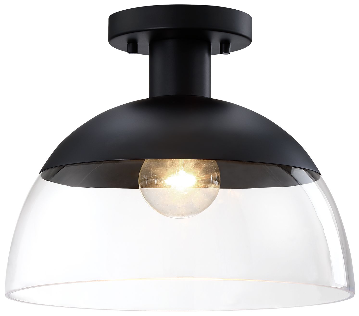 Image 3 Rey 13 in. 1-Light Matte Black Modern Semi Flush Mount more views