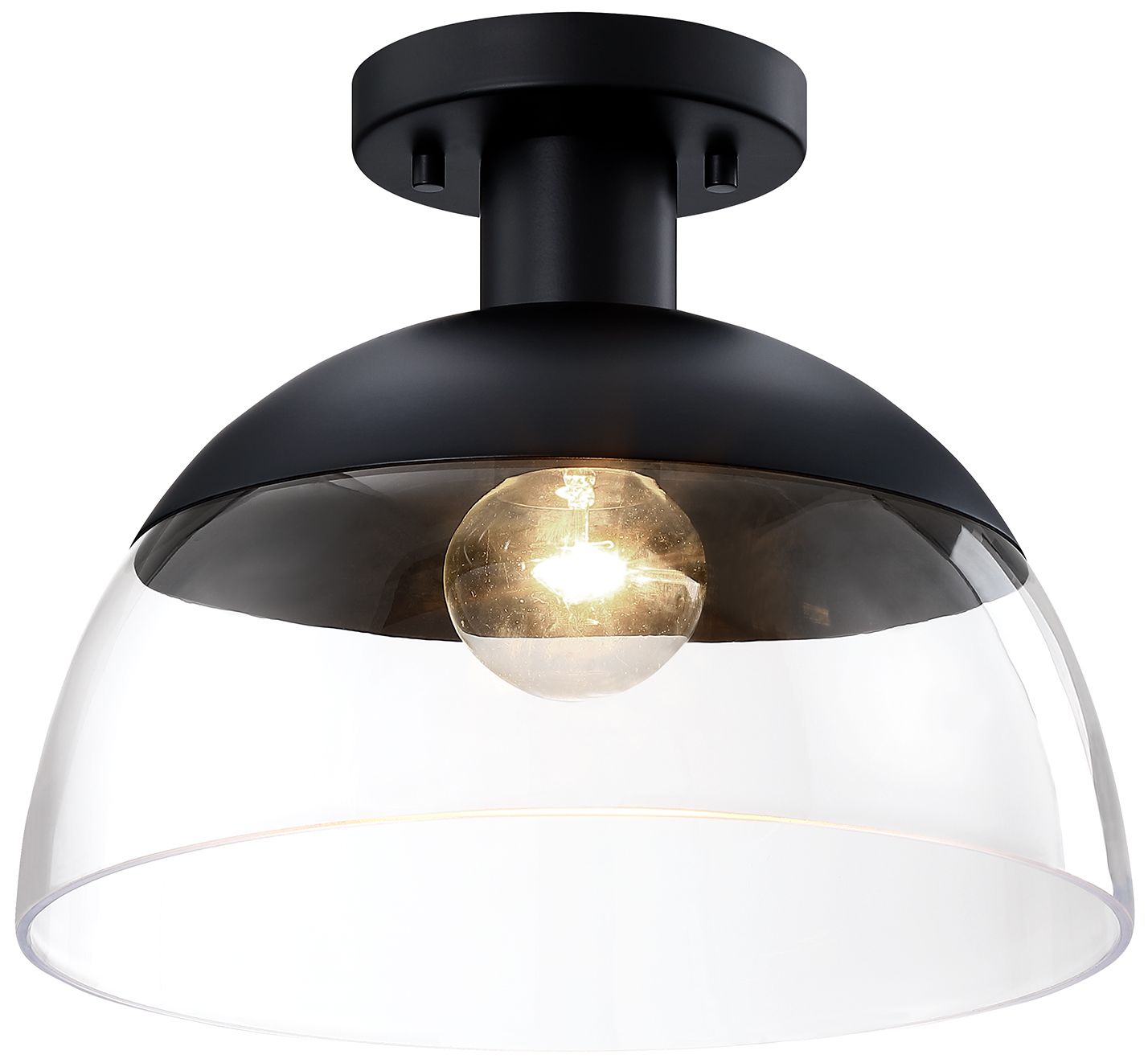 Image 4 Rey 13 in. 1-Light Matte Black Modern Semi Flush Mount more views