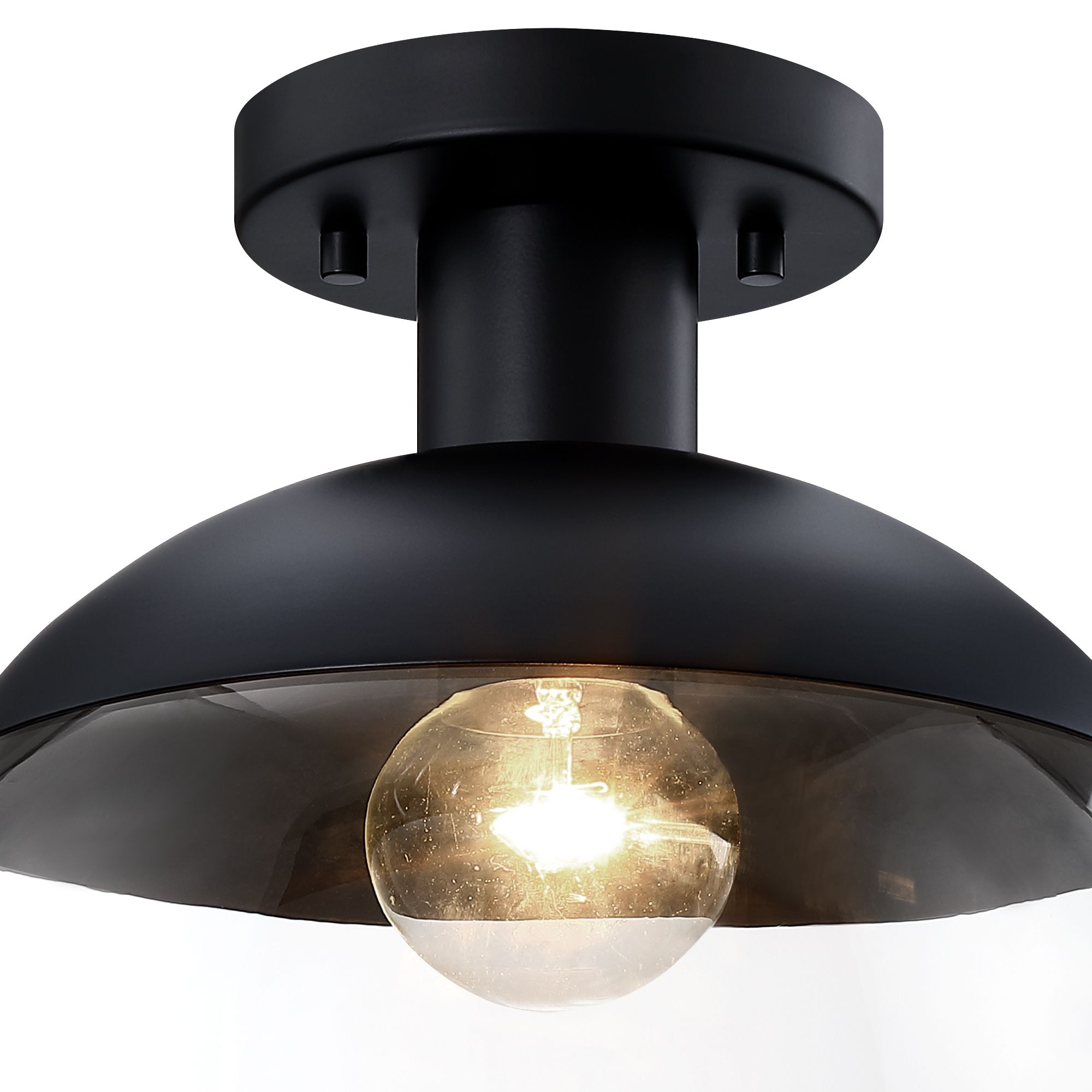 Image 5 Rey 13 in. 1-Light Matte Black Modern Semi Flush Mount more views