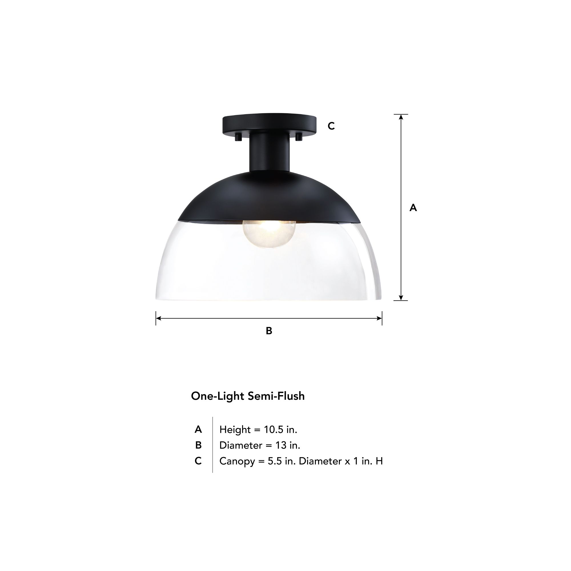 Image 6 Rey 13 in. 1-Light Matte Black Modern Semi Flush Mount more views