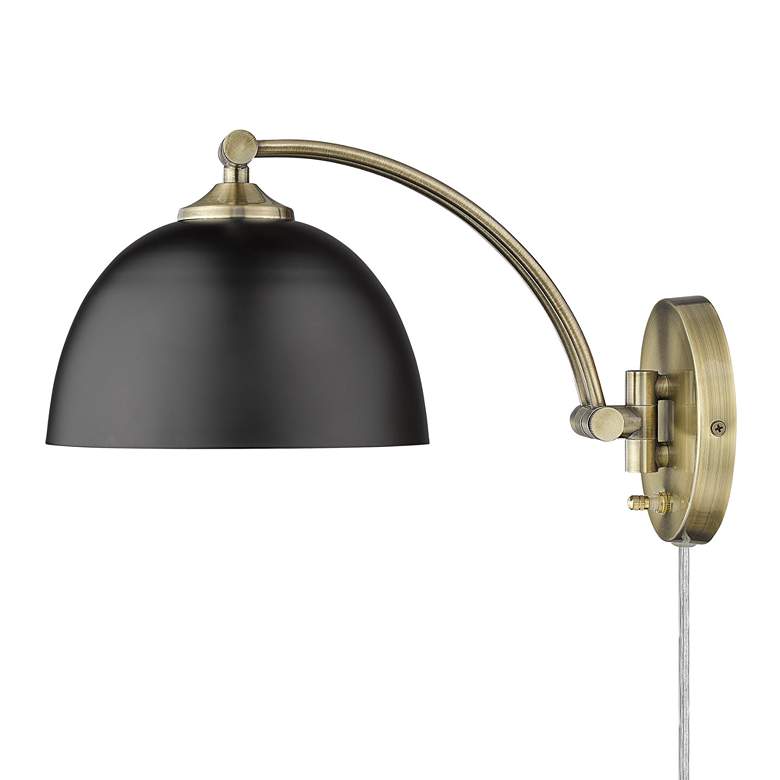 Image 6 Rey 7 7/8" Wide Aged Brass 1-Light Swing Arm with Matte Black more views