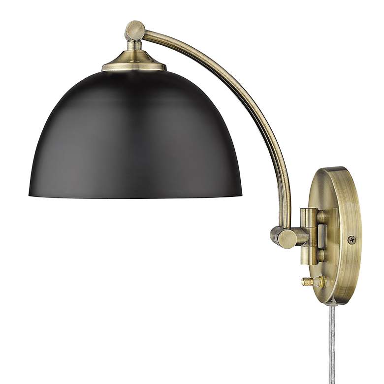 Image 6 Rey 7 7/8" Wide Aged Brass 1-Light Swing Arm with Matte Black more views