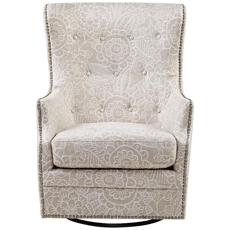 Image 2 Rey Cream Fabric Tufted Swivel Glider Chair