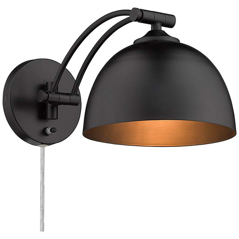 Image 1 Rey Matte Black Adjustable Arm Wall Lamp