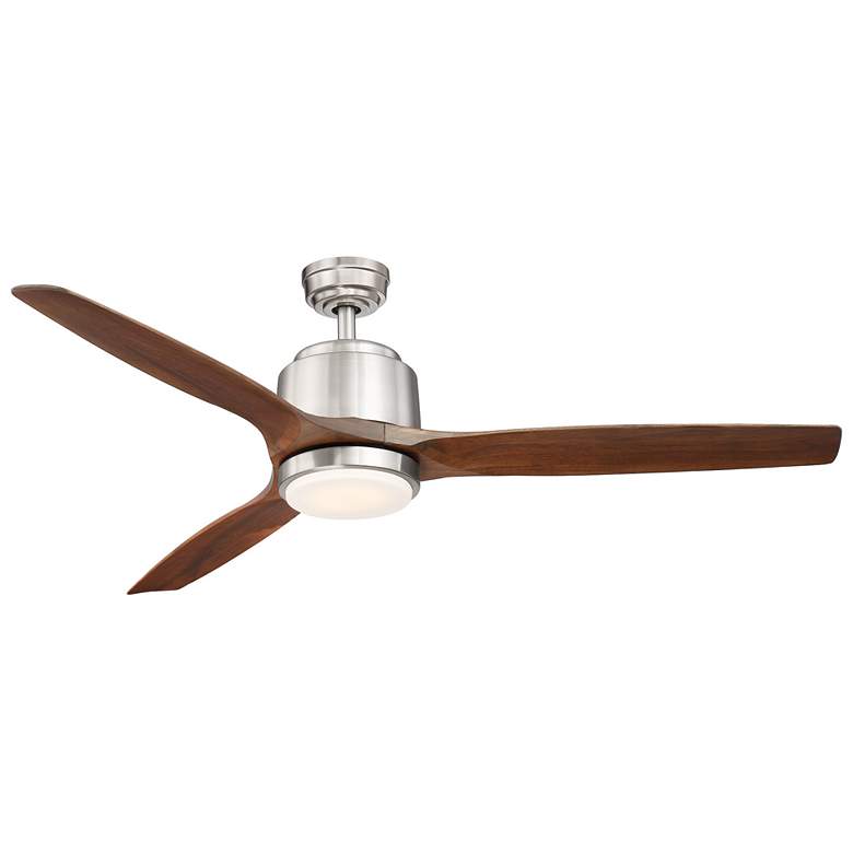 Image 1 Reya 56" Nickel Finish with Walnut Blades Ceiling Fan by Wind River