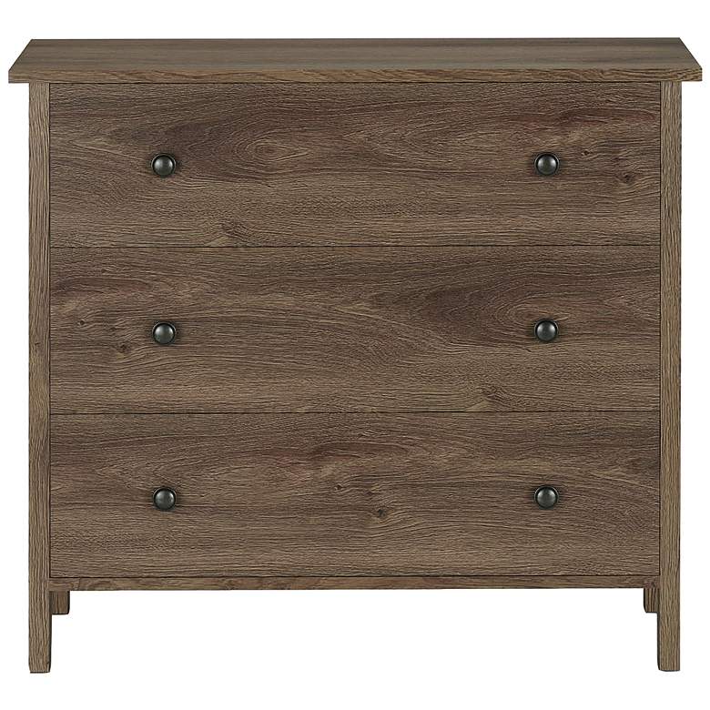 Image 4 Reyes 33 1/2 inchW Distressed Walnut Wood 3-Drawer Accent Chest more views