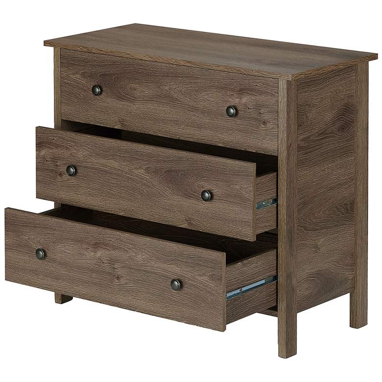 Image 7 Reyes 33 1/2"W Distressed Walnut Wood 3-Drawer Accent Chest more views