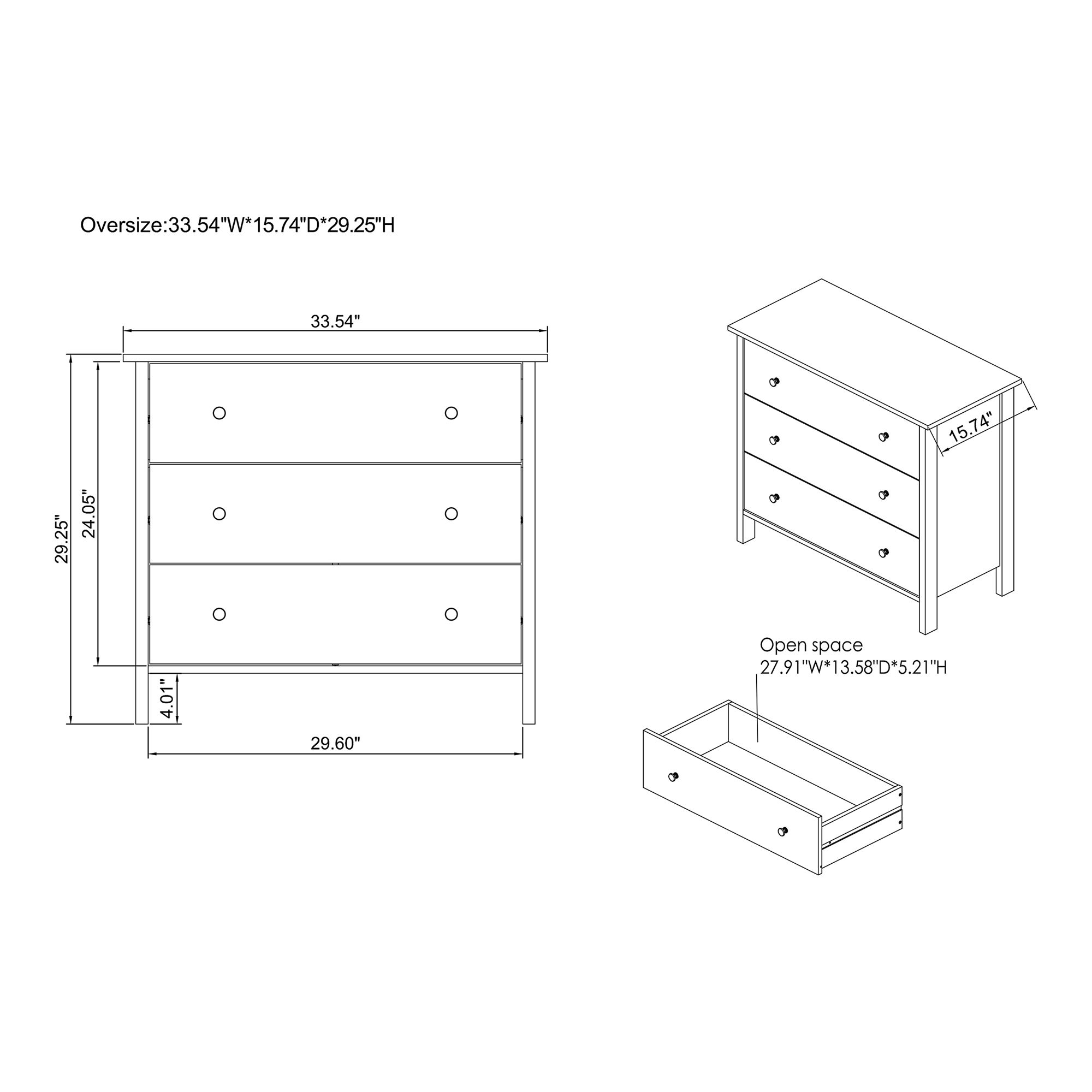 Reyes 33 1/2"W Distressed Walnut Wood 3-Drawer Accent Chest