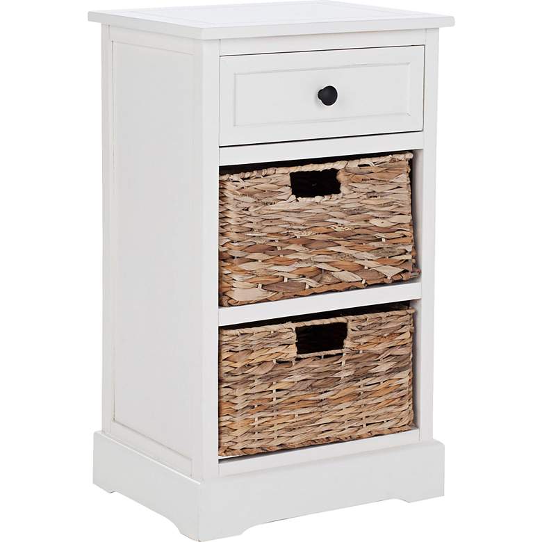 Image 2 Reynolds 16" Wide Distressed Creme 1-Drawer Wood Side Table