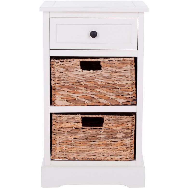 Image 3 Reynolds 16" Wide Distressed Creme 1-Drawer Wood Side Table more views