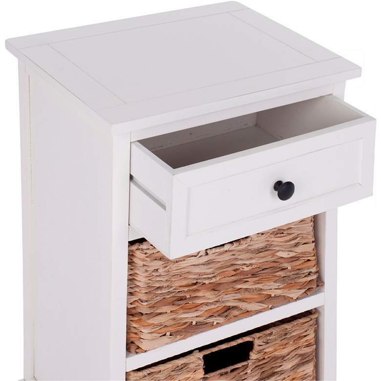Image 4 Reynolds 16" Wide Distressed Creme 1-Drawer Wood Side Table more views