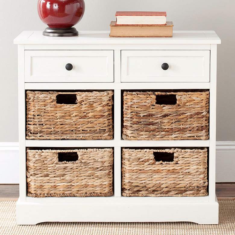 Image 1 Reynolds 30" Wide Distressed Cream 2-Drawer Wood Storage Unit